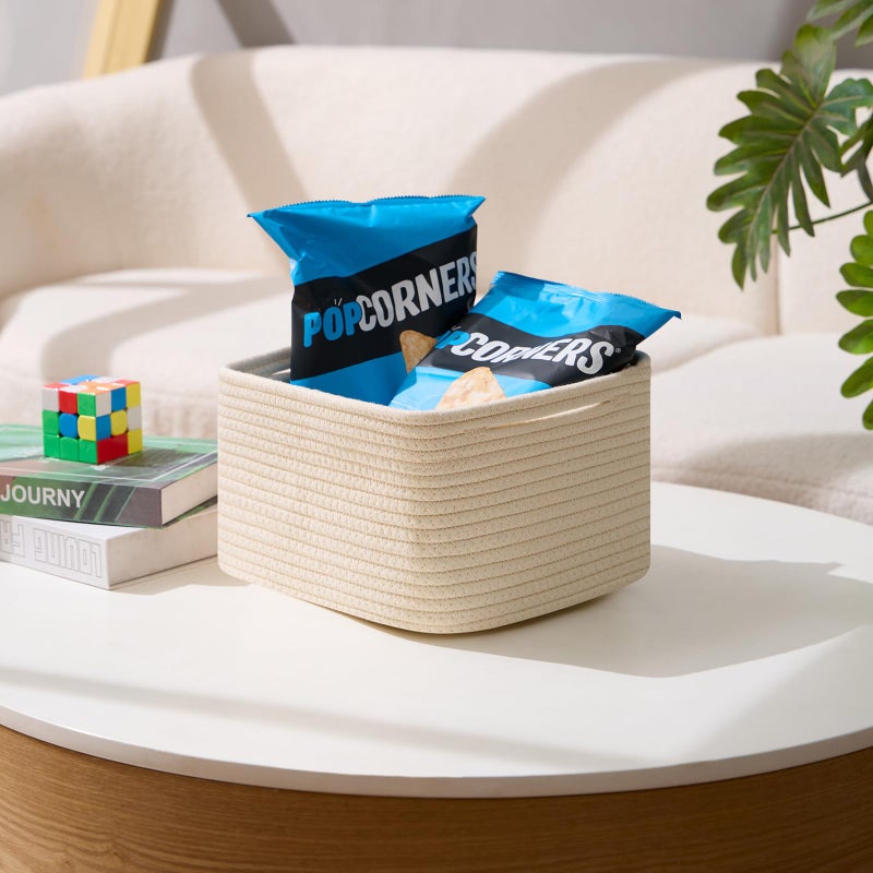 MiniArk Small Organizing Baskets for Cubes Shelf, 9.7x9.7x7.1 Inch Rope Woven Storage Bins for Nursery Shelves Storage, Cute Toy Basket, Square 3 Packs Gradient Brown - Image 5