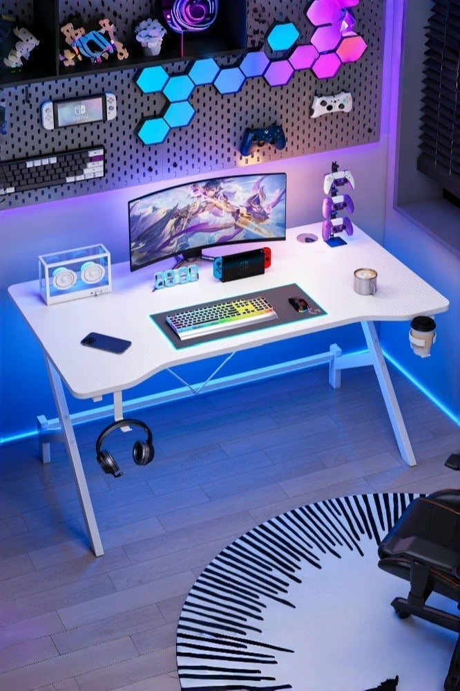 ADEBOLA Gaming Table with Cup Holder Study Table with Earphone Hook - Image 4