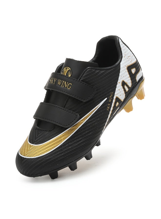 SKY WING Boys And Girls Soccer Cleats FG Sole Hook And Loop Soccer Shoes For Unisex Kid Indoor Outdoor Hook & Loop Football Shoes Suitable Little Kid And Big Kid - Image 1