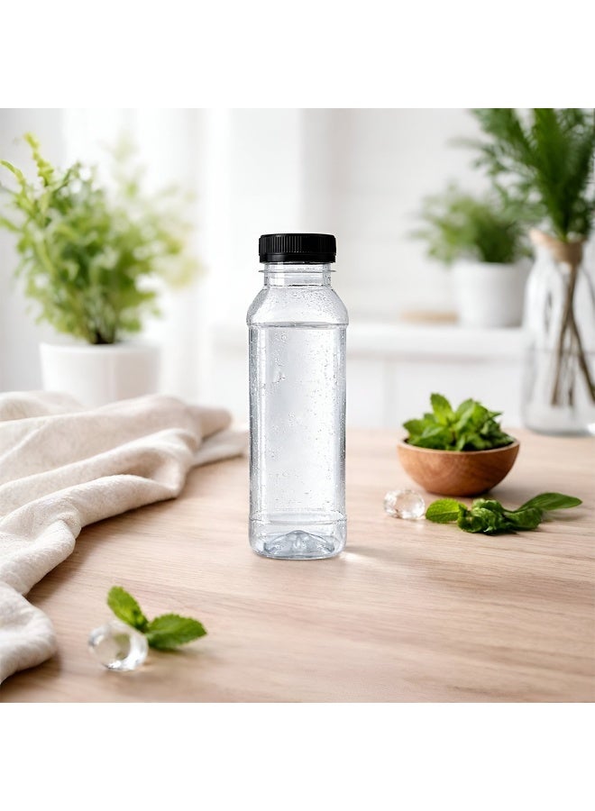 IDEAL PACK زجاجة بلاستيكية شفافة سعة 330 مل مع غطاء لولبي أسود 10 قطع - Image 5