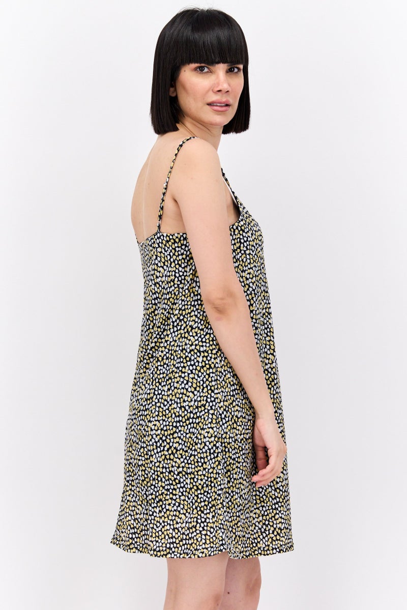 ONLY Women Allover Print Sleeveless Mini Dress, Black Combo - Image 2