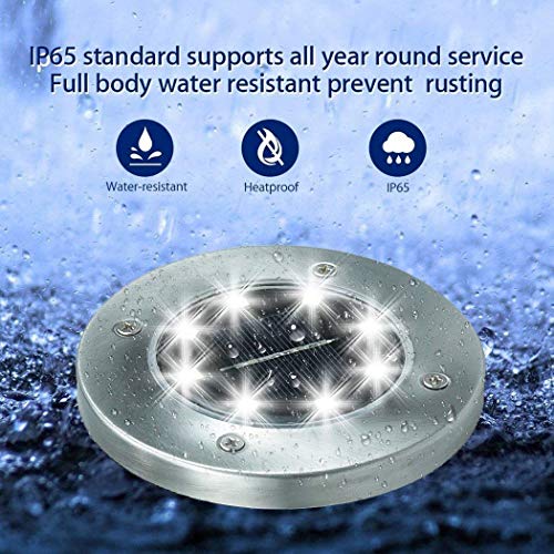 Aogist Solar Ground Lights, LED Garden Disk Lights In-Ground Outdoor Landscape Lighting for Lawn Patio Pathway Yard Deck Walkway (White,4 Packs) - Image 3