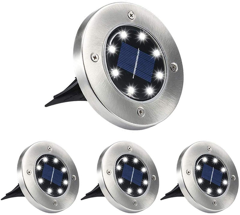 Aogist Solar Ground Lights, LED Garden Disk Lights In-Ground Outdoor Landscape Lighting for Lawn Patio Pathway Yard Deck Walkway (White,4 Packs) - Image 1