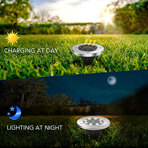 Aogist Solar Ground Lights, LED Garden Disk Lights In-Ground Outdoor Landscape Lighting for Lawn Patio Pathway Yard Deck Walkway (White,4 Packs) - Image 4