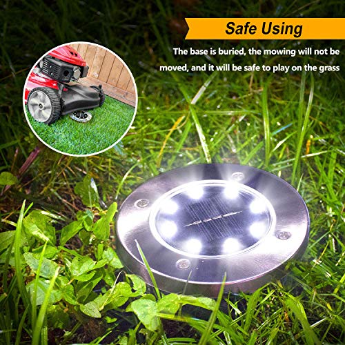 Aogist Solar Ground Lights, LED Garden Disk Lights In-Ground Outdoor Landscape Lighting for Lawn Patio Pathway Yard Deck Walkway (White,4 Packs) - Image 5