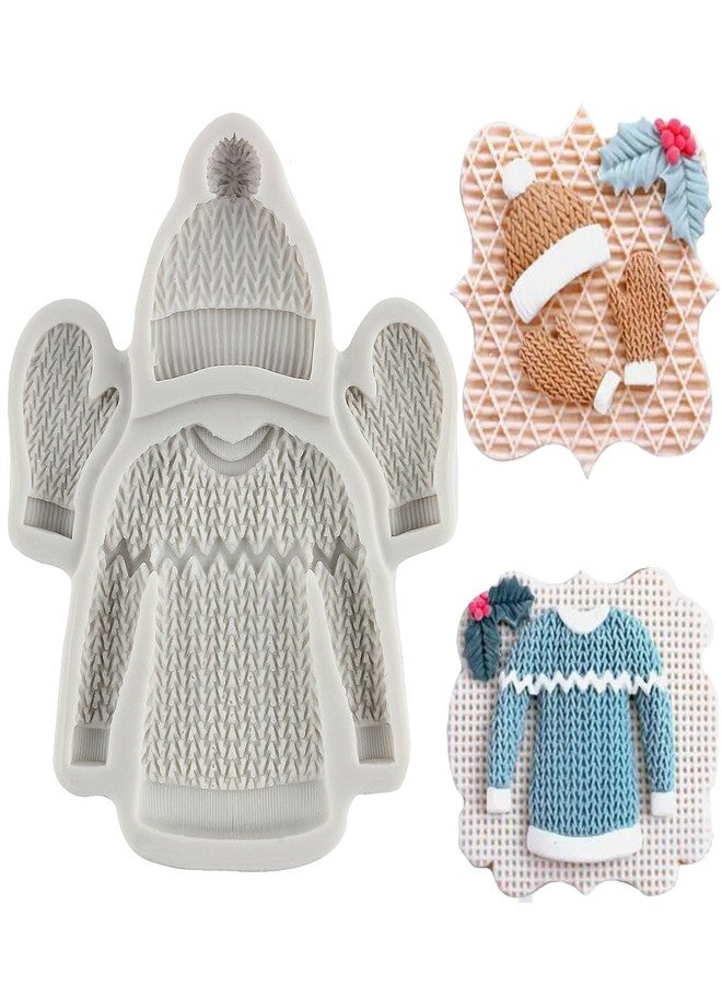 MINFEIDMS Knitted Sweater Fondant Mold Glove Hat Cake Decorating Silicone Mold For Cupcake Topper Candy Chocolate Gum Paste Polymer Clay - Image 1
