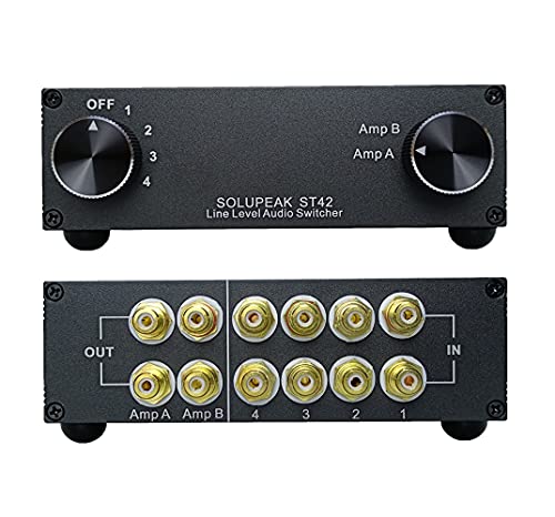 SOLUPEAK ST42 4-Way RCA Audio Switch Source Signal Input switcher selector Splitter Box (4 in 2 Out) - Image 2
