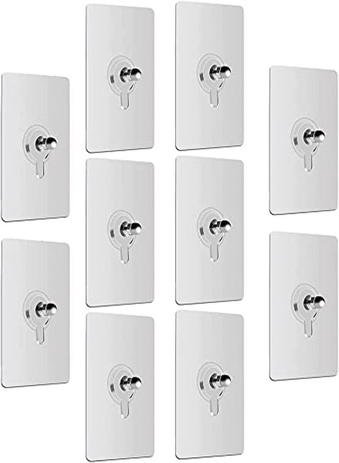 MWSLY Adhesive Hooks, Detachable Self Adhesive Wall Screw Hooks, Punch-Free Wall-Mounted Screw Hook,Seamless Transparent No Nails Drill Waterproof Hooks for Bathroom, Kitchen, Home-Transparent (10), Metal;Polyvinyl Chloride - Image 1