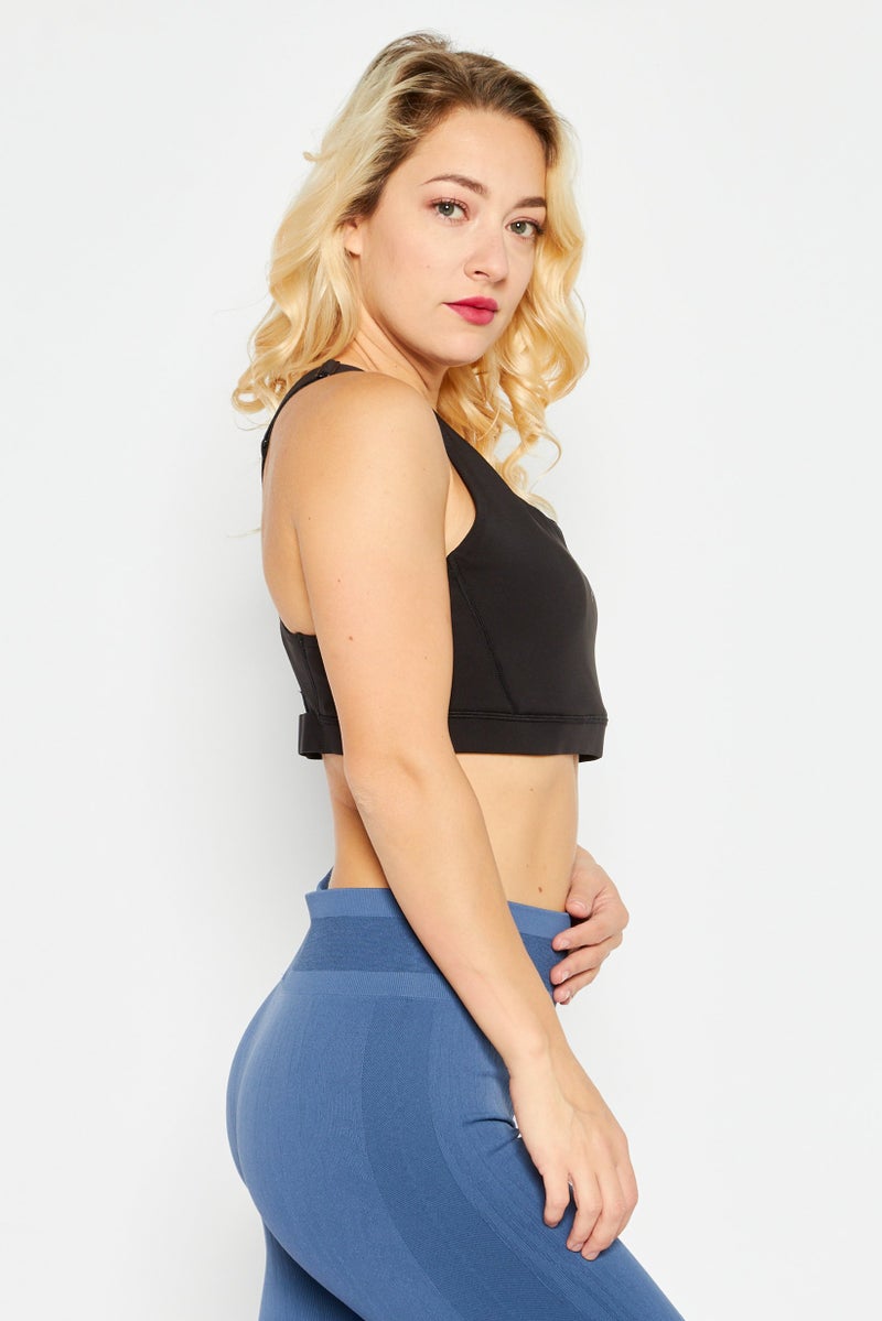 PUMA Women Brand Logo Non Padded Sports Bra, Black - Image 3