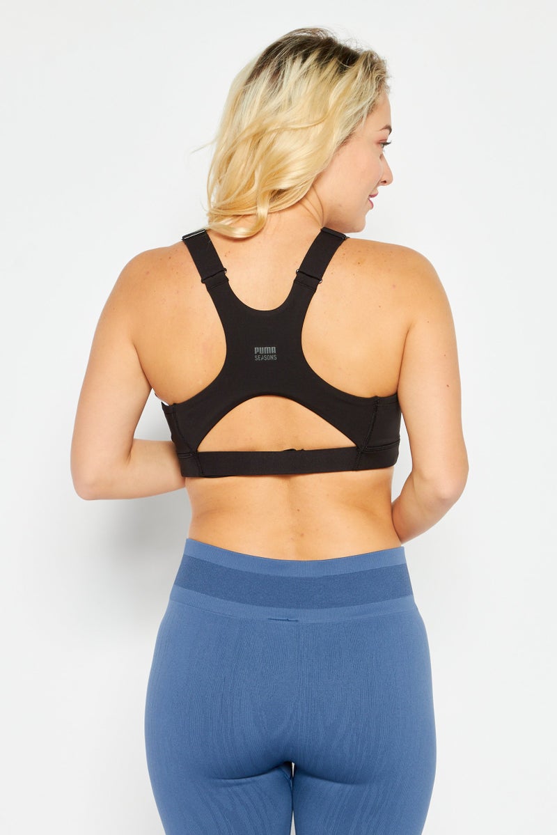 PUMA Women Brand Logo Non Padded Sports Bra, Black - Image 4