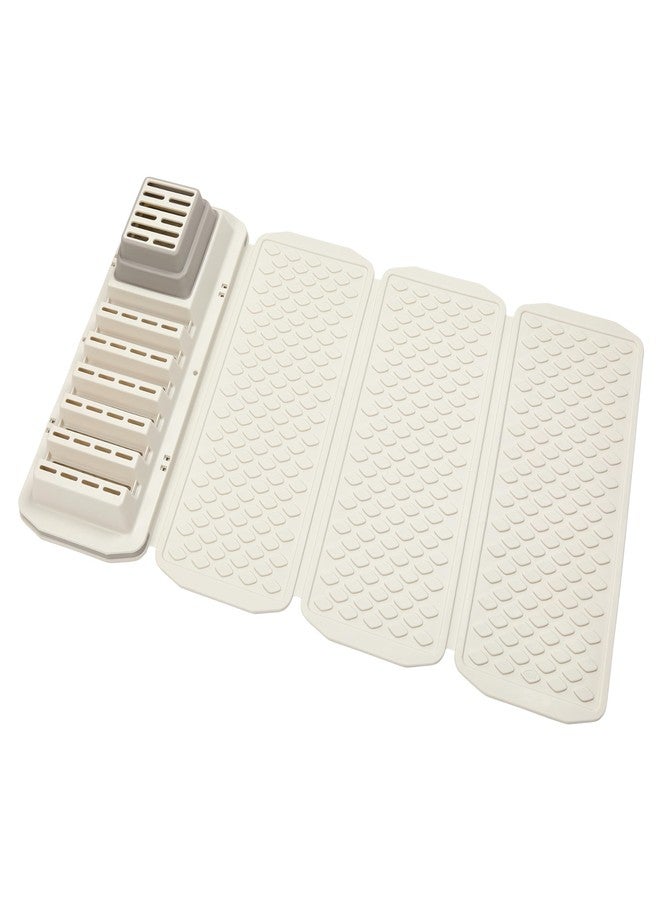 Clorox كلوركس كيب كلين حصيرة مطبخ قابلة للطي من قطعتين ومنظم حوض - حصيرة قابلة للطي للتجفيف المرتفع والتخزين، منظم ممتد يجفف 6 أطباق، يقلب لتجفيف الملحقات - كريمة اللوز - Image 1