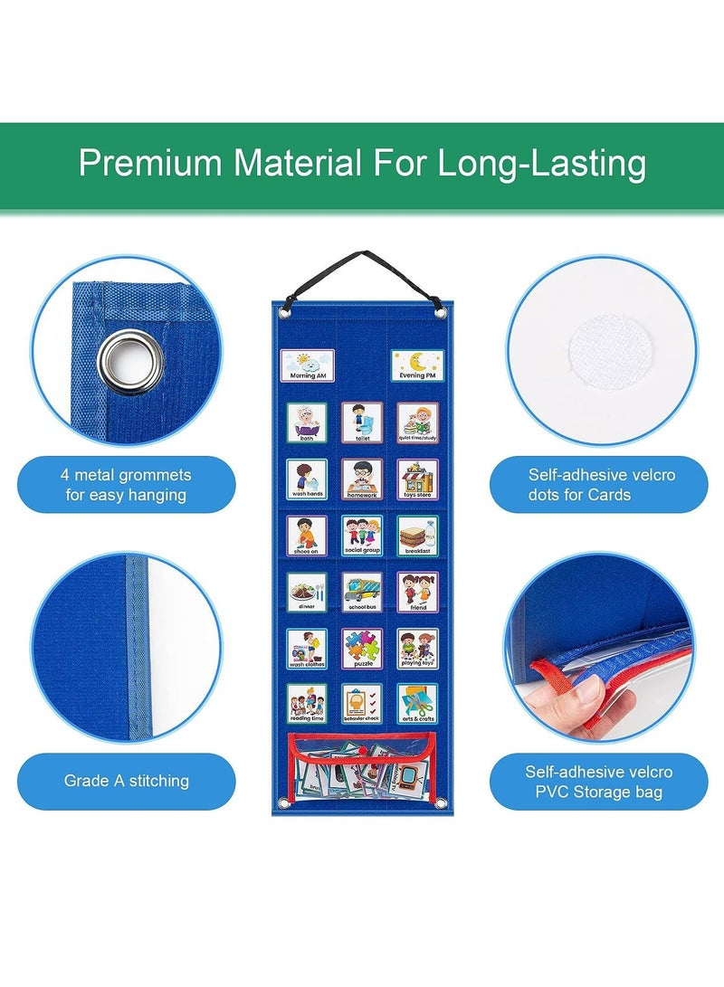 CMGTYYD Visual Schedule for Kids, 2 in 1 Daily Chore Routine Chart With 96 Cards, Toddler Schedule Planning Board, Learning Material Tool Wall Planner for Home, School and Kids  - Image 2