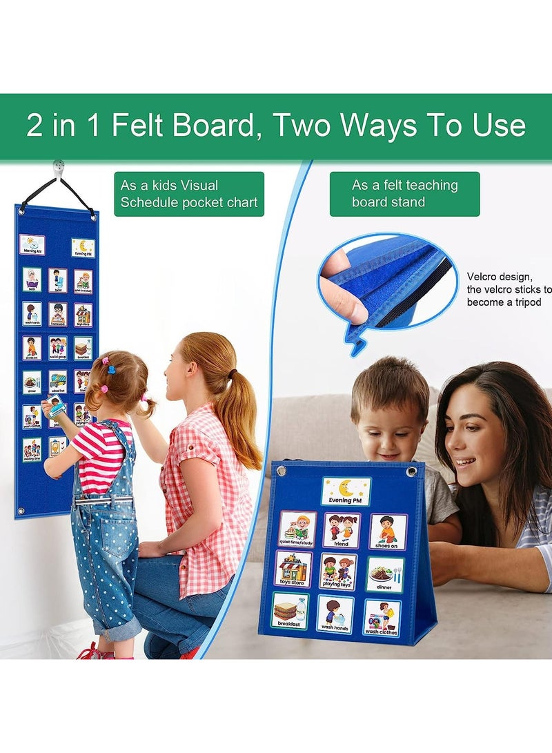 CMGTYYD Visual Schedule for Kids, 2 in 1 Daily Chore Routine Chart With 96 Cards, Toddler Schedule Planning Board, Learning Material Tool Wall Planner for Home, School and Kids  - Image 3