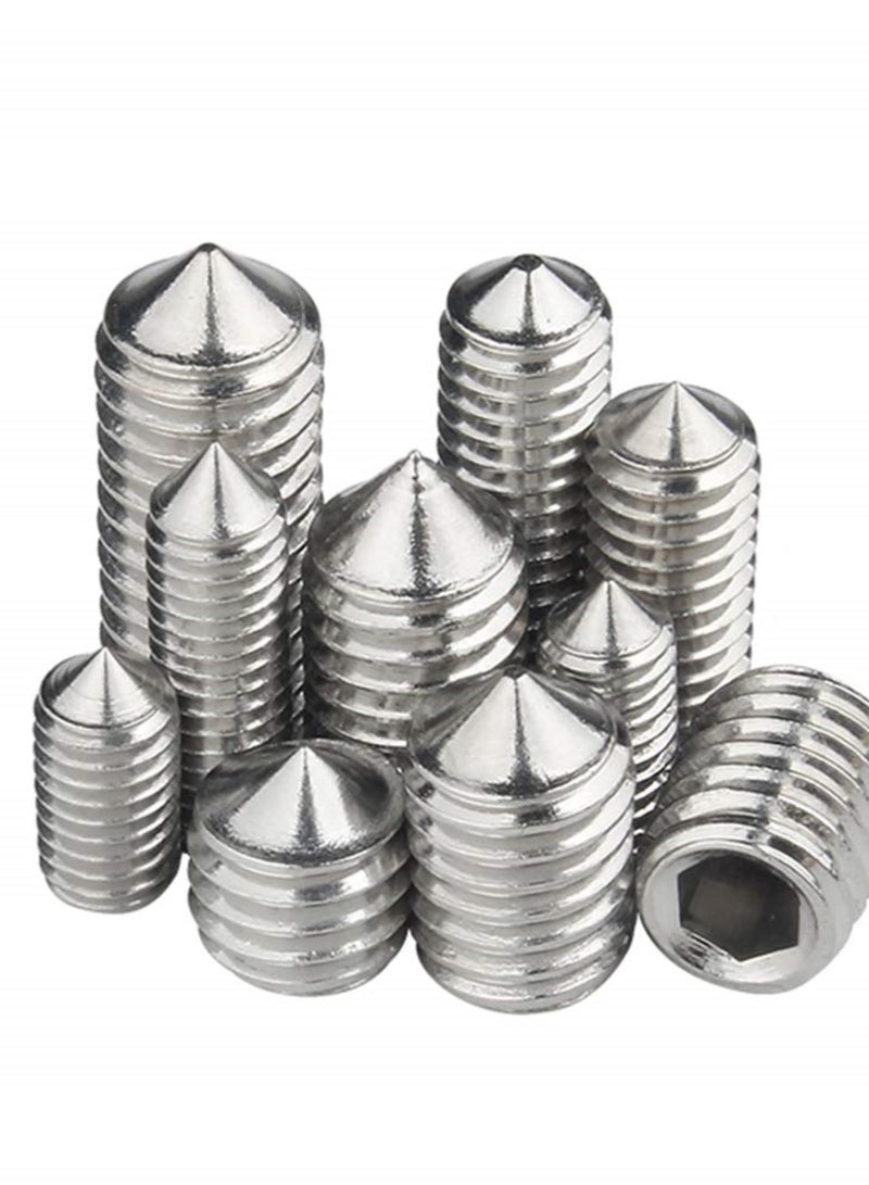 GGOOT Tools Hardware Nails Fasteners Cone Headless Screws - Stainless Steel Hex Socket Set Point Grub Screw Metric Thread Socket Allen Key Machine Bolt M3 M4 - Image 5
