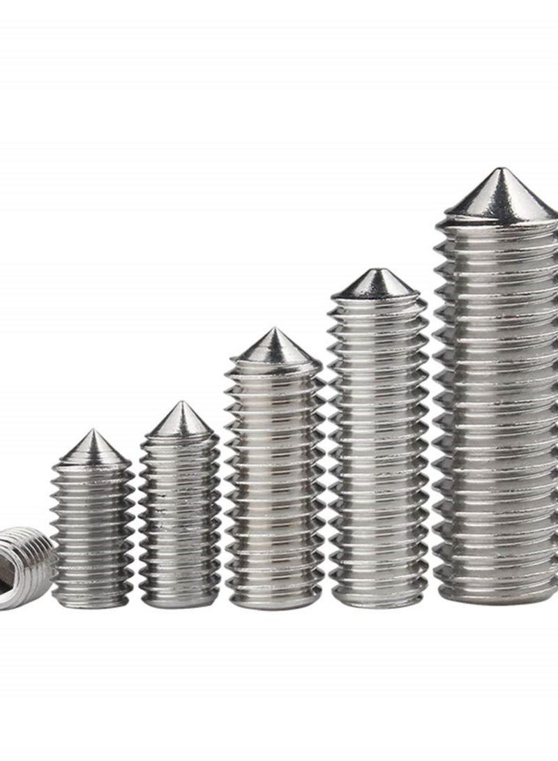 GGOOT Tools Hardware Nails Fasteners Cone Headless Screws - Stainless Steel Hex Socket Set Point Grub Screw Metric Thread Socket Allen Key Machine Bolt M3 M4 - Image 4