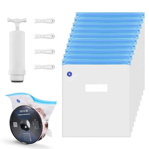 Serplex® 10Pcs 3D Printer Filament Vacuum Storage Bags with Manual Air Pump & 4 Seal Clips, Airtight Double Seal, Filament Vacuum Bag Keep Dry Avoid Consumable Moisture for 3D Printer Parts, 30x34cm - Image 1