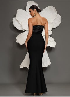 Meilun Women's Black Strapless Beaded Maxi Evening Dress  - Image 2