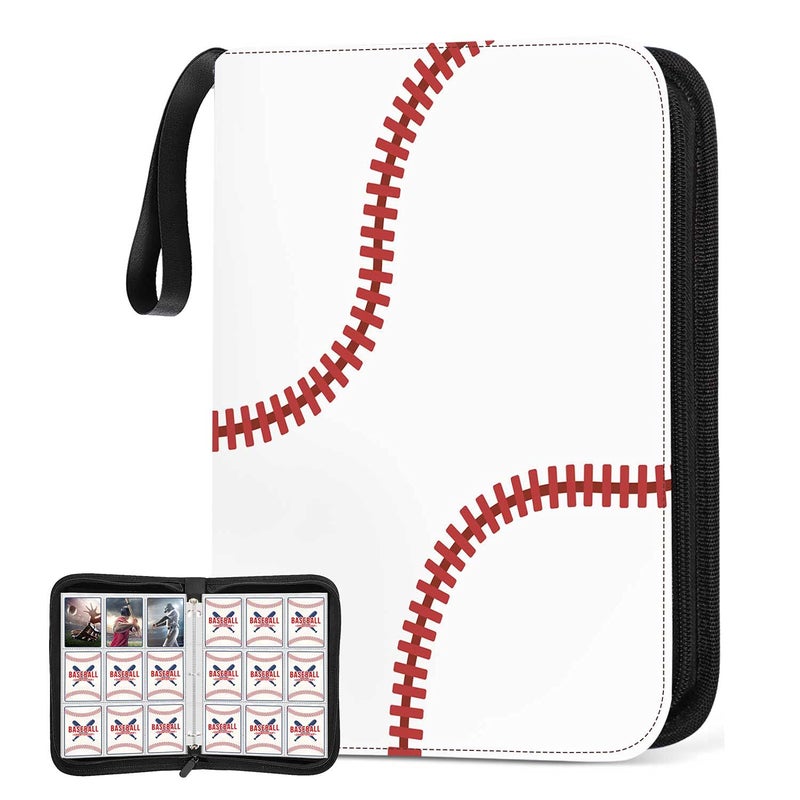 Kitoyz Trading Card Binder Album PU Leather Baseball Card Binder with 900 Side Loading Pockets Double Sided Pocket Zipper Card Binder for MTC TCG Game Cards Sports Cards Baseball