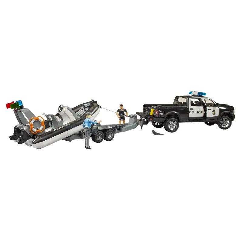 Bruder RAM 2500 Police Pickup with L S Module Trailer Boat and 2 Figures - Image 4