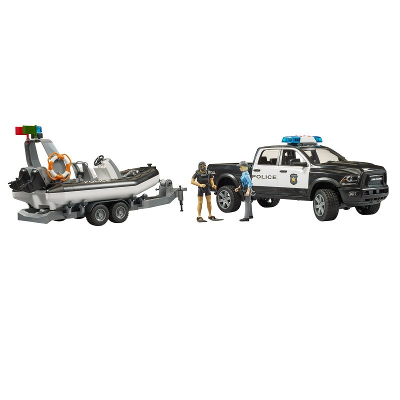Bruder RAM 2500 Police Pickup with L S Module Trailer Boat and 2 Figures - Image 5