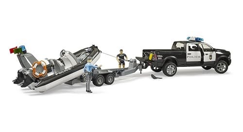 Bruder RAM 2500 Police Pickup with L S Module Trailer Boat and 2 Figures - Image 3