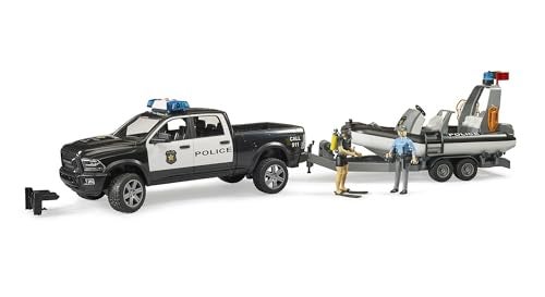 Bruder RAM 2500 Police Pickup with L S Module Trailer Boat and 2 Figures - Image 1