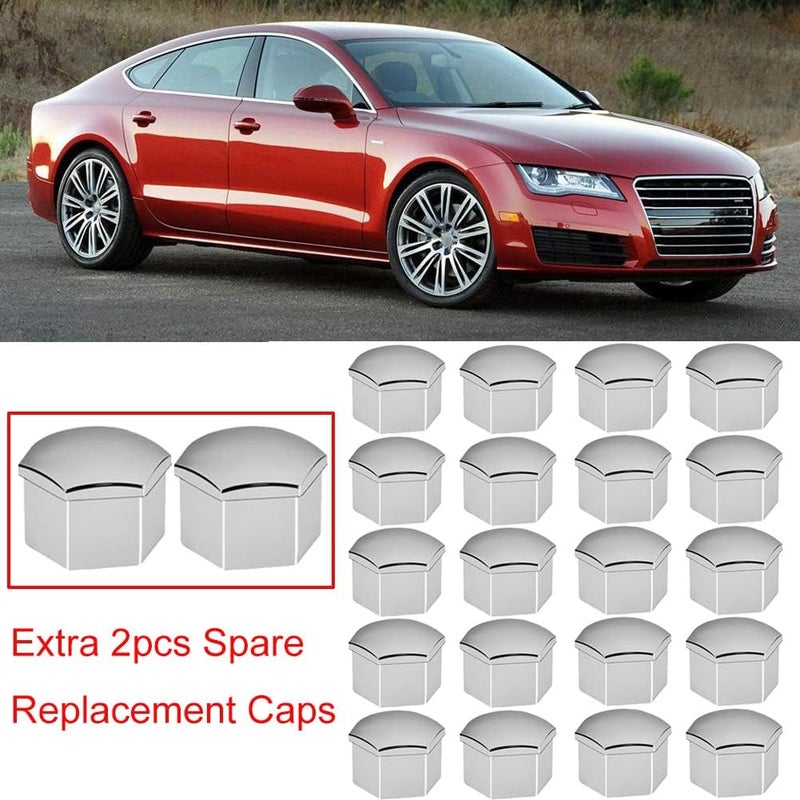 Gebildet 22 Pieces Wheel Nut Caps 17mm Wheel Bolt Nut Caps Covers, Hexagonal Tyre Nut Covers with Removal Tool Kit for Cars (Chrome) - Image 2