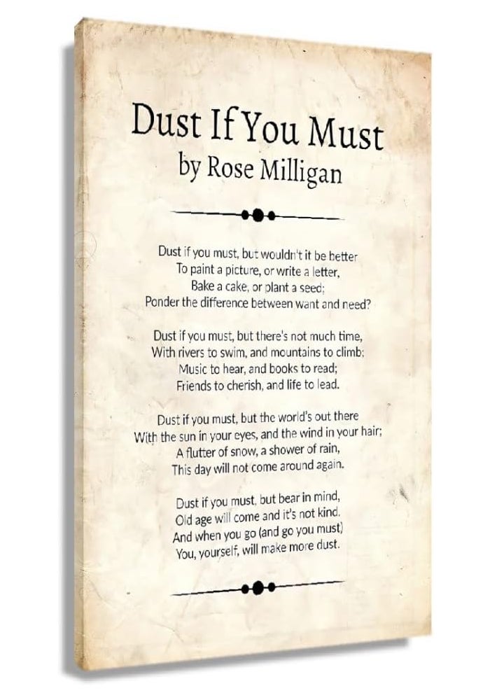 Busmko Dust If You Must Poem Framed Wall Art - Image 1