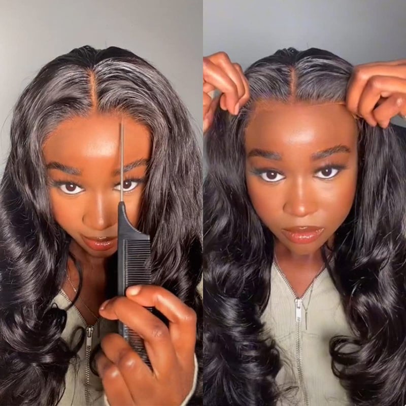 ISEE HAIR HD Lace Front Wig Wear Go Glueless Lace Wig Brazilian Body Wave Lace Wigs For Women No Glue 4x6 Lace Pre Cut Wig Human Hair Wigs Transparent Lace Closure Wigs 180 Density 26 Inch