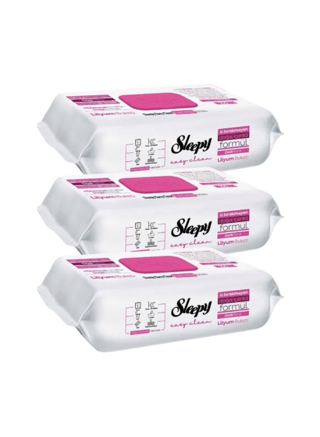 سليبي مناديل تنظيف الأسطح سليبـي إيزي كلين – برائحة زهور الزنبق – عبوة 3 × 100 منديل (300 منديل) - Image 1