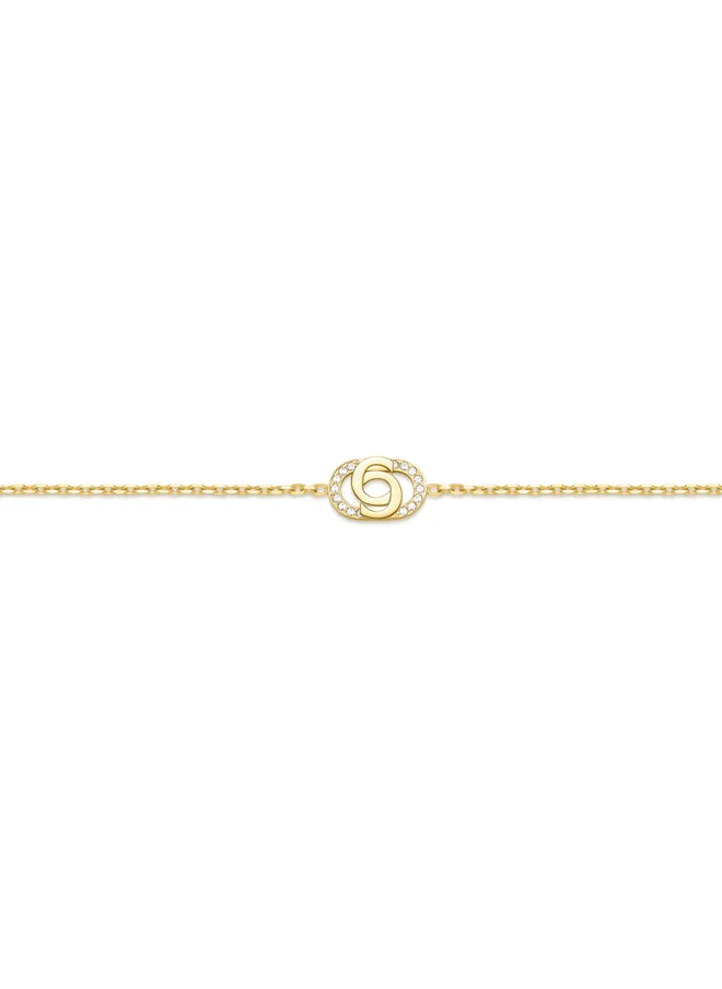 CERRUTI 1881 Cerruti 1881 Elisa Gold Plated Interlocked Double 'C' Charm Bracelet for Women