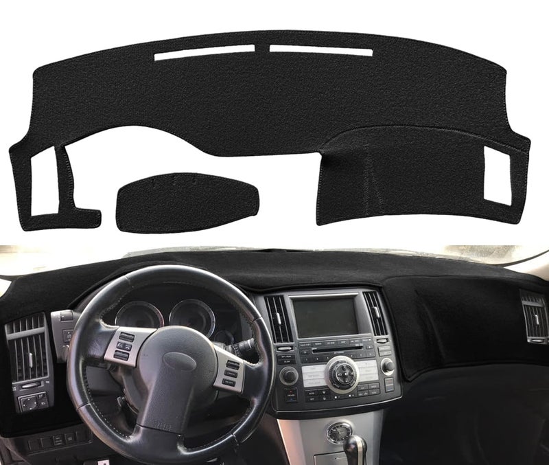 Yiz Dash Cover Mat Pad Carpet Custom Fit for Infiniti FX35 FX45 2003 2004 2005 2006 2007 2008 Dashboard Pad Carpet Protector Black Y40