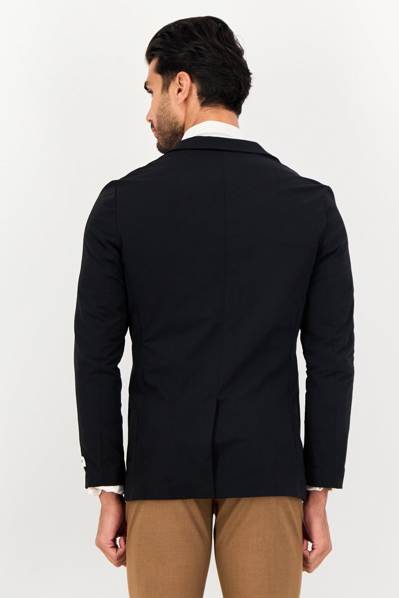 SELECTED Men Regular Fit Solid Semi Formal Blazer, Black - Image 3