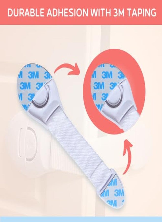 بيبي سيف هاوس قفل أمان BabySafeHouse للخزائن والأدراج والثلاجات والدواليب لحماية الأطفال والرضع، مزلاج أثاث مع لاصق 3M (عبوة من 4 قطع) (أبيض) - Image 2