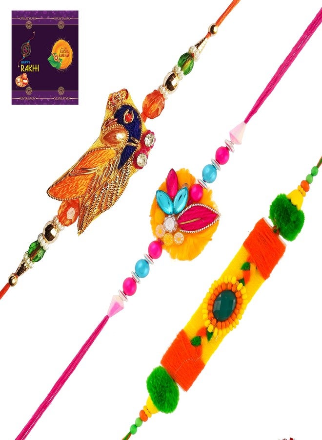 RA-Rock Combo set of 3 Rakhi for brother bhabhi and family- (ARLYEAR241004)