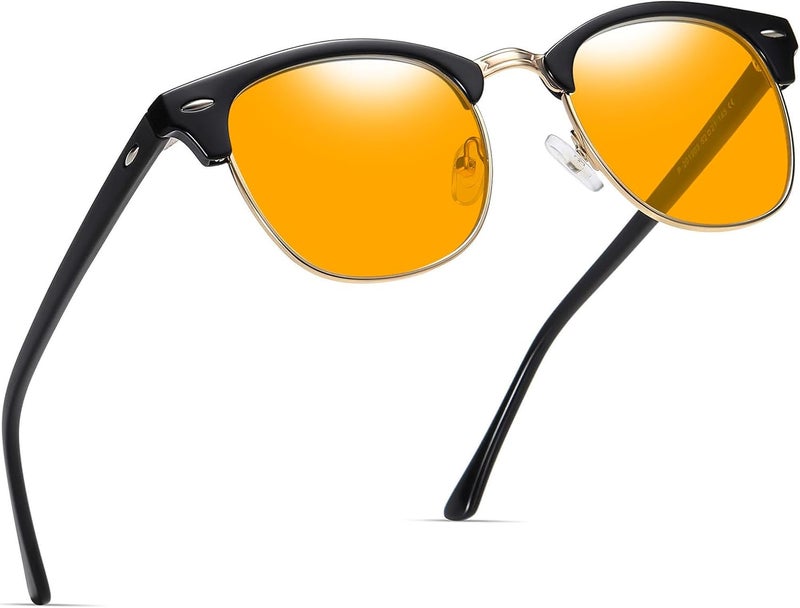 AOMASTE Store Blue Light Blocking Glasses Vintage Half Frame UV Clear Lens Anti Eyestrain Computer Gaming Glasses for Women Men(P49) - Image 1
