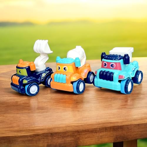 Stylbase Friction Powered Pull Back Vehicles for Kids Toys | Unbreakable Bulldozer Construction Truck Dumper Toys for Kids | Push and Go Toy Set for Boys & Girls 3+ Years (Pack of 3) - Image 3
