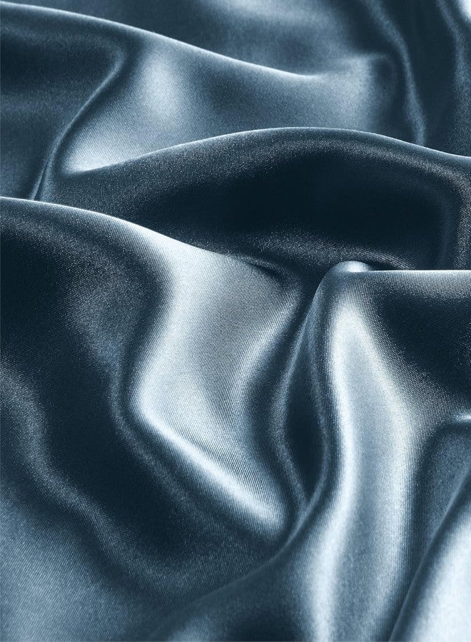 Go well Satin Silk Pillow Covers Pack of 2 for Hair and Skin-with Satin Scrunchies for Women Stylish|Satin Pillow Cover for Hair and Skin|scrunchies for Women 3-Piece|Silk Pillow case(Bluesteel)600TC - Image 4