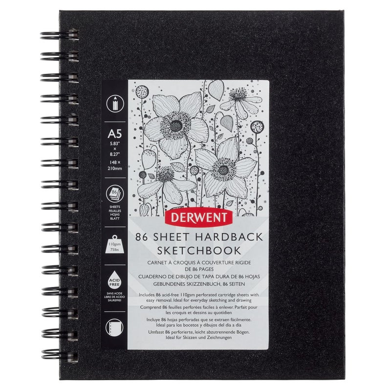 Derwent Sketch Book Big Book Drawing Pad A5 583 x 827 Inches Sheet Size Wirebound Hard Covers 86 Sheets 2301608