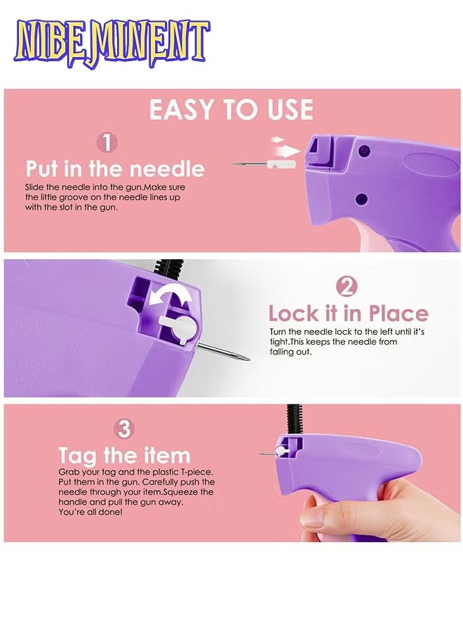 NIBEMINENT Fine Stitch Gun Stitchy Quick Clothing Fixer for Clothes,Micro Tagging Gun for Clothing with 5 Fine Needles & 1000 Pcs Fasteners,Mini Speedy Sticky Sewing Gun Hemming Tool (Purple) - Image 5