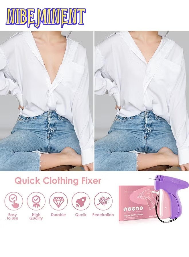 NIBEMINENT Fine Stitch Gun Stitchy Quick Clothing Fixer for Clothes,Micro Tagging Gun for Clothing with 5 Fine Needles & 1000 Pcs Fasteners,Mini Speedy Sticky Sewing Gun Hemming Tool (Purple) - Image 4