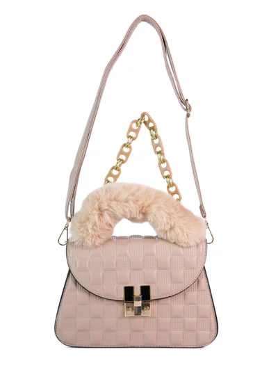 London Rag Light Beige Quilted Faux Leather Sling Bag