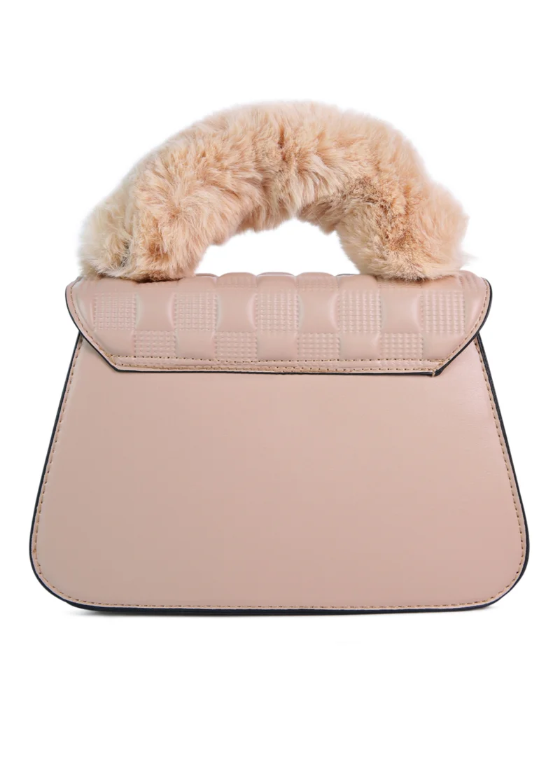 London Rag Light Beige Quilted Faux Leather Sling Bag