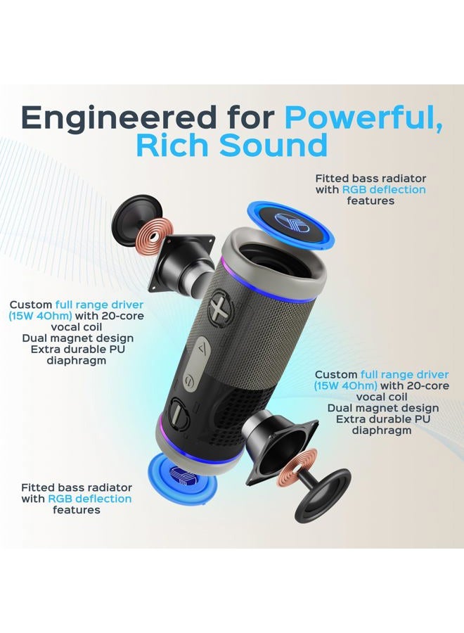 TREBLAB HD77 Bluetooth Speaker - Powerful 360° Sound with Impactful Bass, 30W Portable Wireless Audio, 20H Battery, IPX7 Waterproof, TWS Stereo, Shockproof Design for Outdoor, Beach, Pool, Jobsite - Image 3