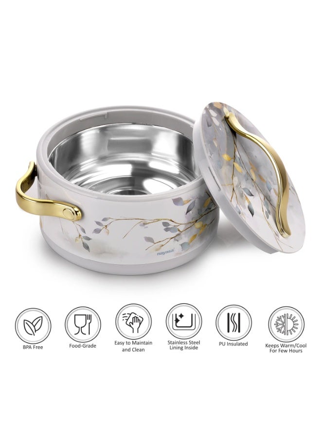 NAYASA Bethany Deluxe Insulated Casserole | Plastic Hotpot with Stainless Steel Inner Lid | Double Wall Food Warmer | Floral Design with Gold Handles- AUTUMN 5000ML - Image 3