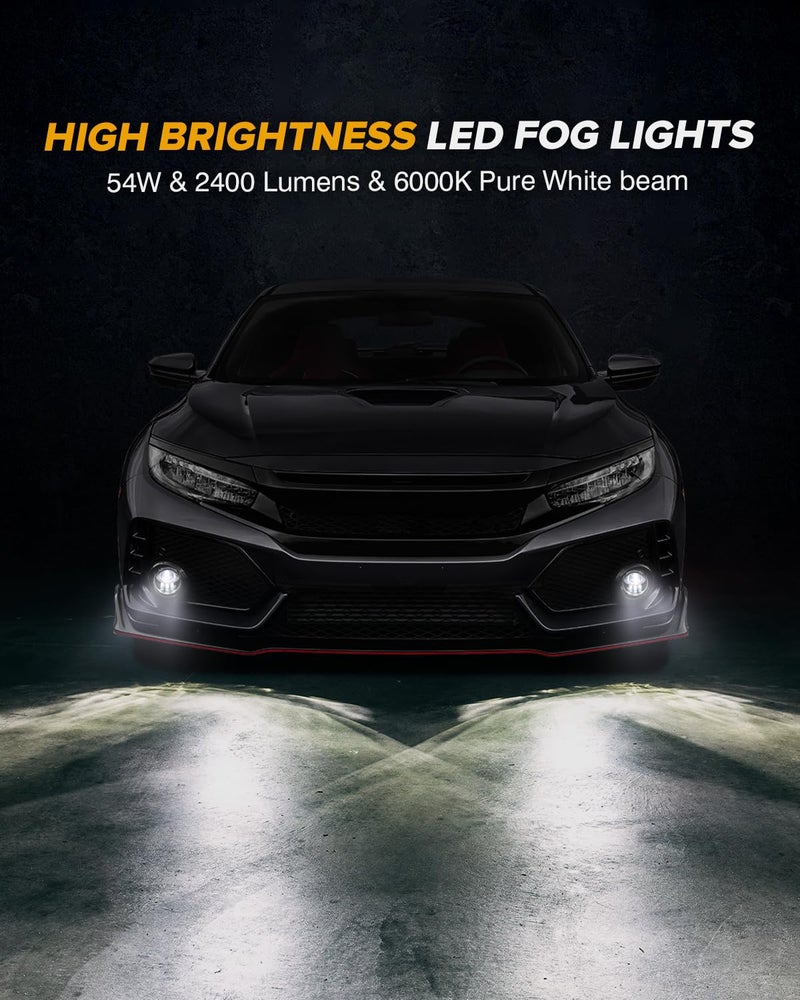 4X4FLSTC New LED Fog Lights Assembly Compatible with Honda Sedan models 2013-2021 Civic, 2015-2020 Fit, 2019-2020 HR-V, 2013-2015 Accord Replacement Driving lights Fog Lamps DOT Approved Black 1 Pair - Image 5