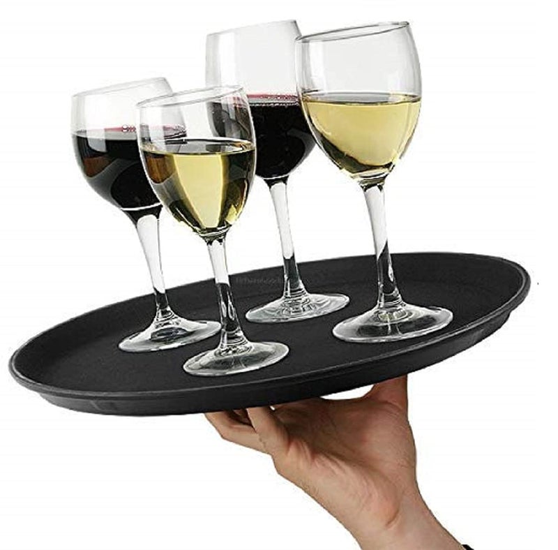 Saaikee Serving Tray or Platter for Home & Bar Multi Use Non Slip Plastic Rubber Black (1 Pcs) 16 Inch - Image 2