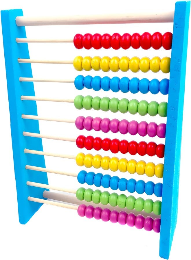 MAGIKON Wooden Counting Number Frame, 10 Rows Abacus for Learning Math (8-Inch) Blue - Image 1