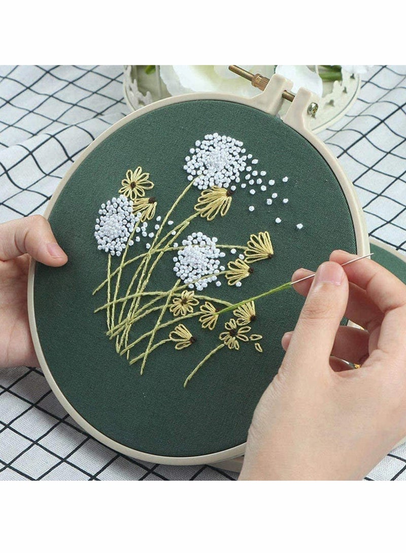 SYOSI Comprehensive Embroidery Starter Kit with Floral Patterns, Includes 3 Plastic Hoops, Colorful Threads, and Essential Tools for Beginners - Image 2