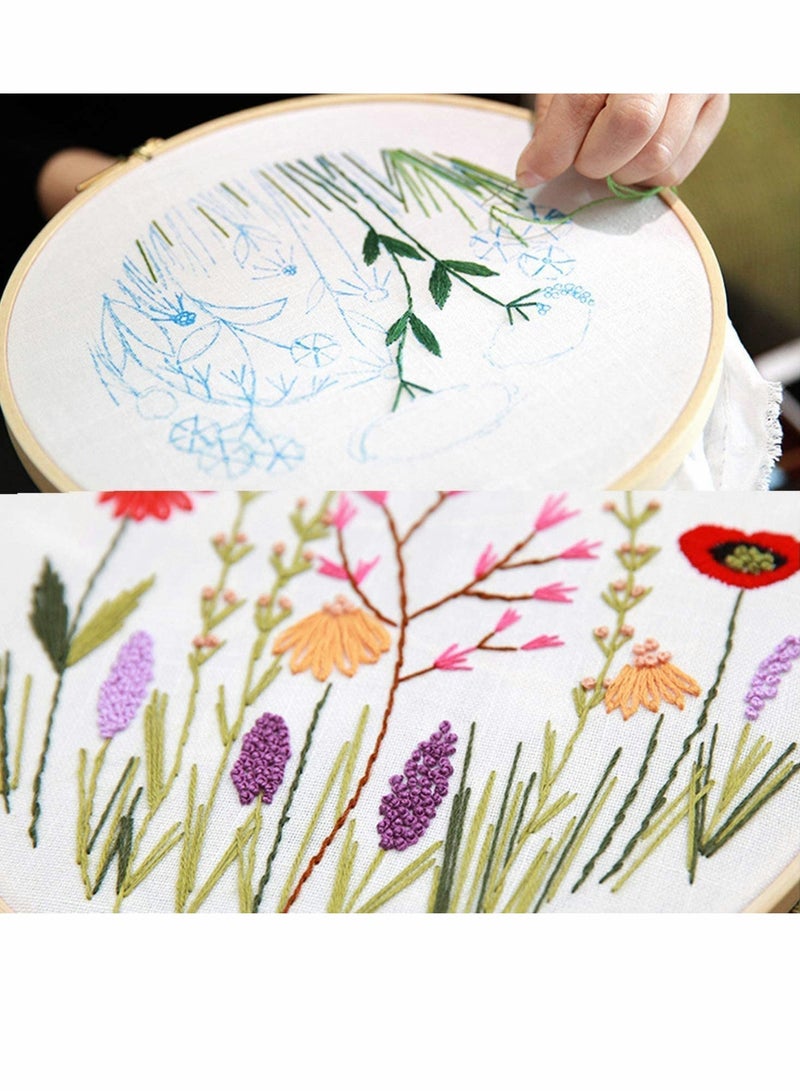 SYOSI Comprehensive Embroidery Starter Kit with Floral Patterns, Includes 3 Plastic Hoops, Colorful Threads, and Essential Tools for Beginners - Image 3